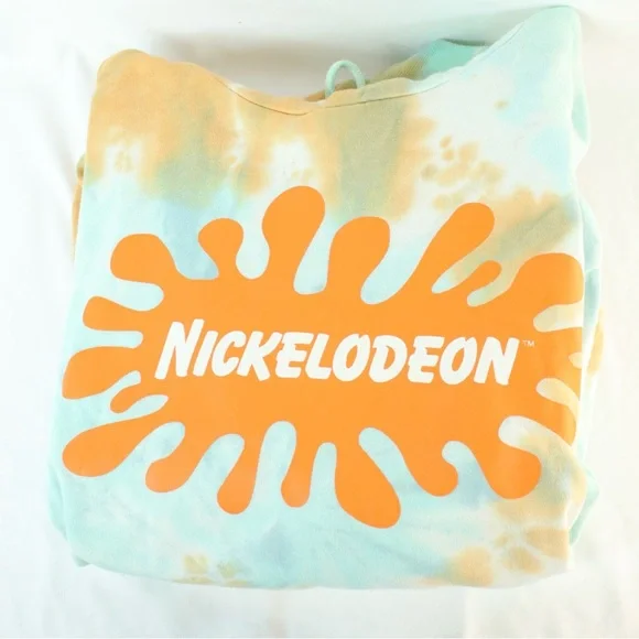 Nickelodeon Blue & Orange Tie Dye Pullover Hoodie Sweater Womens Size XL - Picture 3 of 5